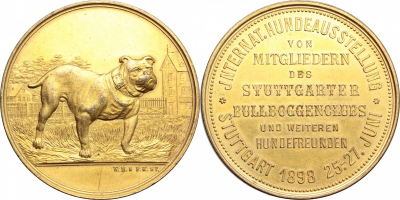 Germany. AE Medal, Stuttgart mint, 1898. D/ Bulldog standing right. R/ Inscripti...