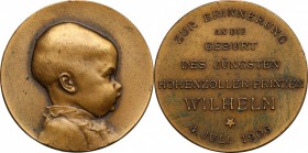 Germany. Prince Wilhelm of Prussia (1906–1940). AE Medal 1906. D/ Head right of the newborn Prince. R/ ZUE ERINNRUNG / AN DIE / GEBURT / DES JUNGSTEN ...