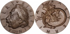 Germany. Albert Einstein (1879-1955). AE Commemorative Medal. D/ Head left. R/ Dragon biting his own tail. AE. g. 153.00 mm. 62.00 Inc. Rimondini V. E...