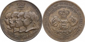 Great Britain. Victoria (1837-1901). AE Medal, 1897. D/ Jugate heads of Victoria, the Prince of Wales, the Duke of York and Prince Edward left. R/ Coa...