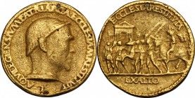 Italy. Lodovico Scarampi o Mezzarota (1401-1465), Patriarch of Aquileia 1444. AE cast medal, gilded. D/ Head right. R/ Triumphal procession. Kress 212...