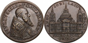 Italy. Julius III (1550-1555). AE Medal 1550, restrike. D/ Bust right. R/ The façade of St. Peter's Basilica. CNORP II, 408 (Modesti). AE. mm. 35.00 E...