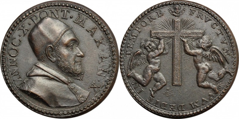 Italy. Innocence X (1644-1655), Giovanni Battista Pamphili. AE Medal, 1654. D/ B...