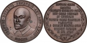 Italy. Giovanni Botero (1544-1617), philosoph and writer. AE Medal, 1871. D/ Bust facing slightly left. R/ Inscription in eleven lines. AE. g. 38.05 m...