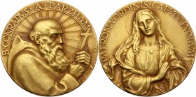 Italy. Corrado da Parzham (1818-1894), Johann Birndorfer. AV Medal. D/ Bust right, holding cross. R/ Bust of Madonna facing, hands joined in prayer. A...