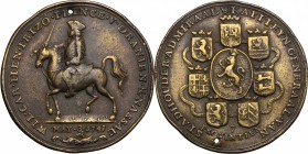 Netherlands. Wilhelm IV Prince of Oranje and Nassau (1711-1751). AE Medal, 1747. D/ The prince on horseback left. R/ Coats of arms of the provinces of...