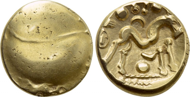 BRITAIN. Gallo-Belgic. Ambiani. Uninscribed  GOLD Stater (Circa 60-50 BC). Serie...