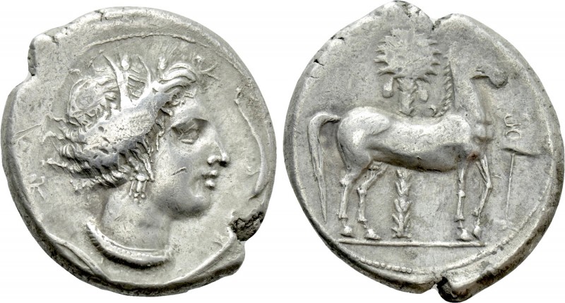 SICILY. Entella. Punic issues (Circa 350-315 BC). Tetradrachm. 

Obv: Head of ...
