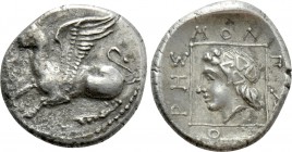 THRACE. Abdera. Tetrobol (Circa 386-375  BC). Molpagores, magistrate.