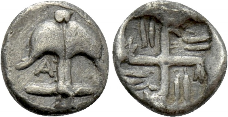 THRACE. Apollonia Pontika. Hemiobol (Circa 540/35-530 BC). 

Obv: Inverted anc...