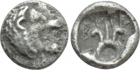 ASIA MINOR. Uncertain (5th century BC). Hemiobol. Milesian standard.
