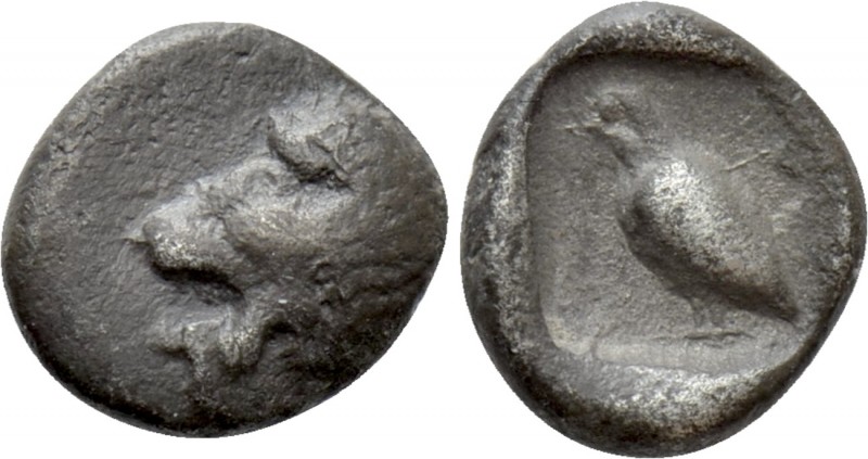 CARIA. Mylasa. Tetartemorion (Circa 420-390 BC). 

Obv: Forepart of lion right...