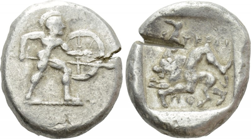 PAMPHYLIA. Aspendos. Stater (Circa 465-430 BC). 

Obv: Warrior advancing right...