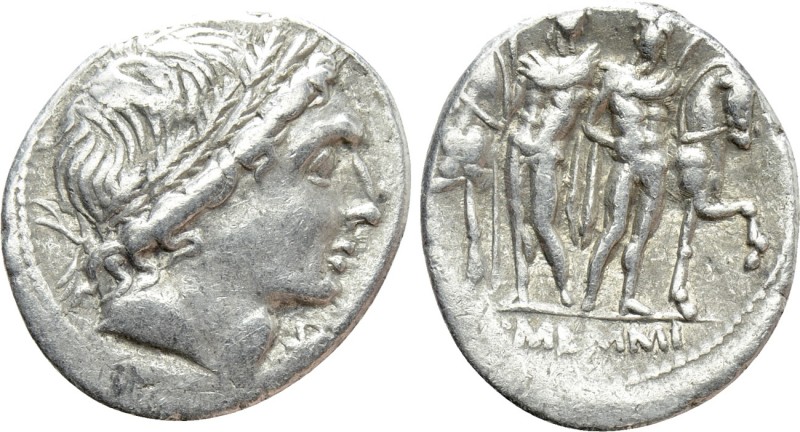 L. MEMMIUS. Denarius (109-108 BC). Rome. 

Obv: Male head right, wearing oak w...