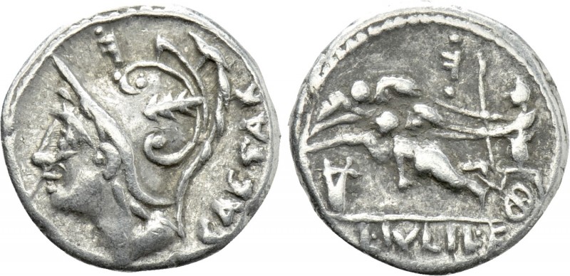 L. JULIUS L. F. CAESAR. Denarius (103 BC). Rome. 

Obv: CAESAR. 
Helmeted hea...