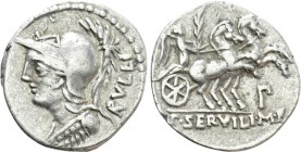 P. SERVILIUS M. F. RULLUS. Denarius (100 BC). Rome.