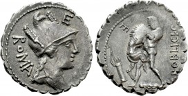 C. POBLICIUS Q.F. Serrate Denarius (80 BC). Rome.