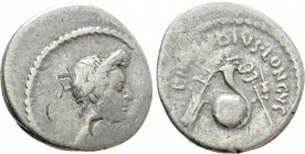 JULIUS CAESAR. Denarius (42 BC). Rome. L. Mussidius Longus, moneyer.
