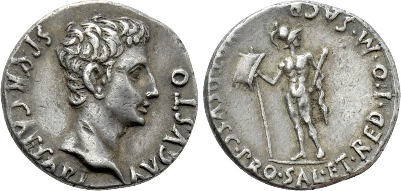 AUGUSTUS (27 BC-14 AD). Denarius. Uncertain mint in Spain, possibly Colonia Patr...