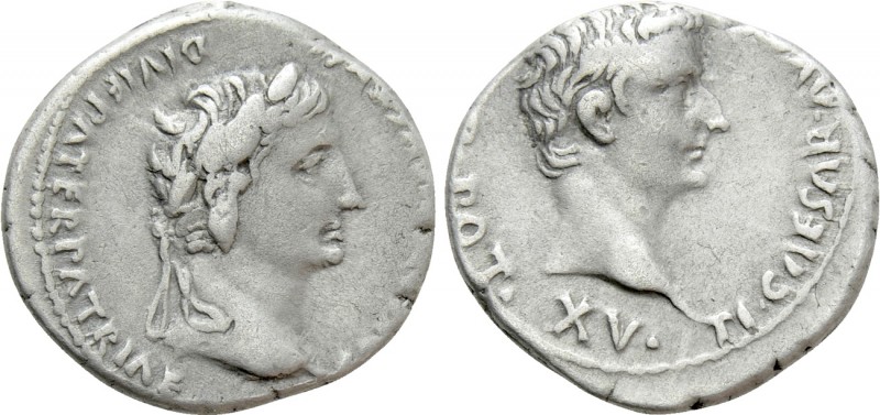 AUGUSTUS, with TIBERIUS as Caesar (27 BC - 14 AD). Denarius. Lugdunum.

Obv: C...