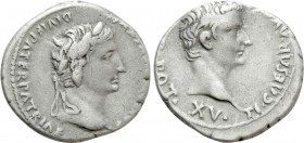 AUGUSTUS, with TIBERIUS as Caesar (27 BC - 14 AD). Denarius. Lugdunum.