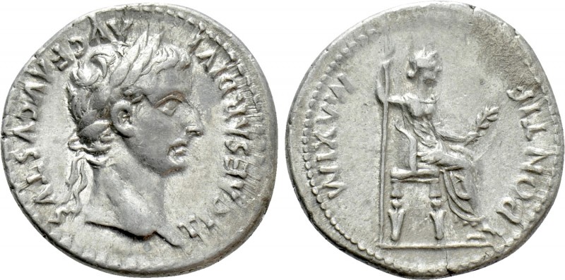 TIBERIUS (14-37). Denarius. "Tribute Penny" type. Lugdunum. 

Obv: TI CAESAR D...