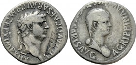CLAUDIUS, with Agrippina II (41-54). Cistophor. Countermark applied during the reign of Vespasian, AD 74-79.