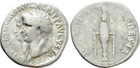 CLAUDIUS with AGRIPPINA II (41-54). Cistophorus. Ephesus. Countermark applied during the reign of Vespasian, AD 74-79.