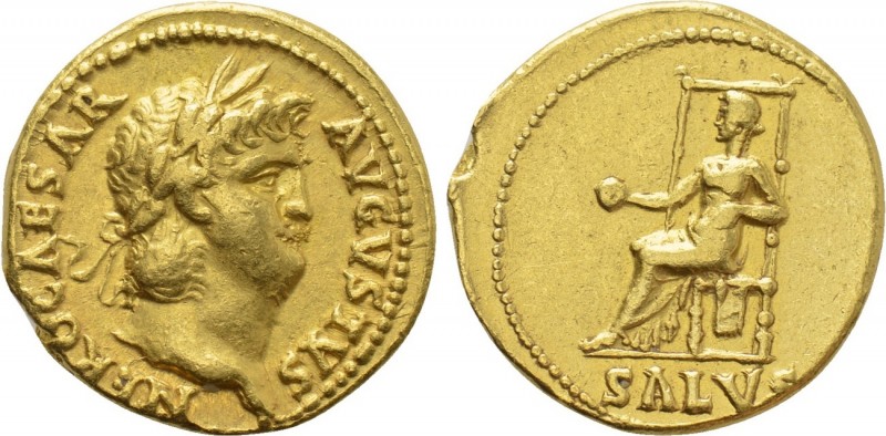 NERO (54-68). GOLD Aureus. Rome. 

Obv: NERO CAESAR AVGVSTVS. 
Laureate head ...