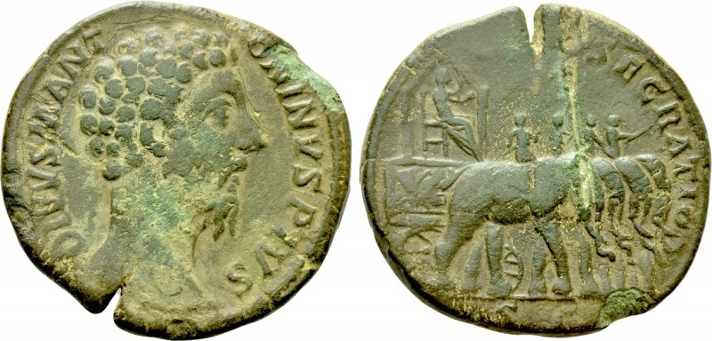 DIVUS MARCUS AURELIUS (Died 180). Sestertius. Rome. 

Obv: DIVVS M ANTONINVS P...