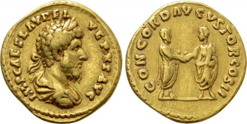 LUCIUS VERUS (161-169). GOLD Aureus. Rome.

Obv: IMP CAES L AVREL VERVS AVG.
...
