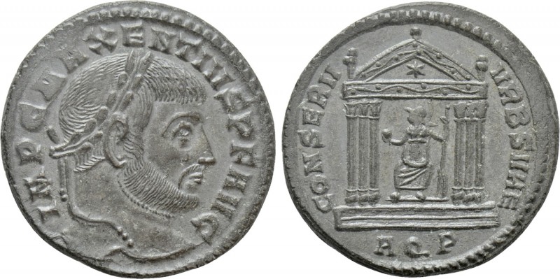 MAXENTIUS (307-312). Follis. Aquileia. 

Obv: IMP C MAXENTIVS P F AVG. 
Laure...