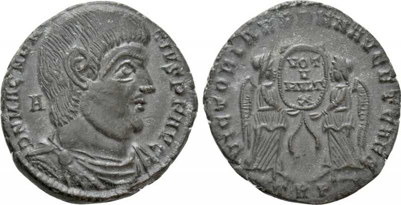 MAGNENTIUS (350-353). Ae. Treveri. 

Obv: D N MAGNENTIVS P F AVG / A. 
Bare-h...