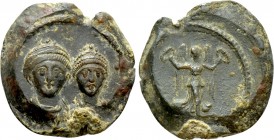 ROMAN EMPIRE. Imperial lead seal. Honorius, with Theodosius II (408-423).