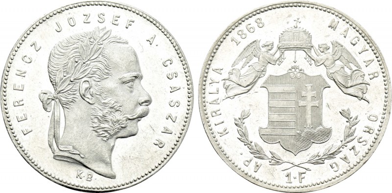 HUNGARY. Franz Joseph I (1848-1916). 1 Forint (1868-KB). Kremnitz. 

Obv: FERE...