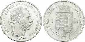 HUNGARY. Franz Joseph I (1848-1916). 1 Forint (1871-KB). Kremnitz.
