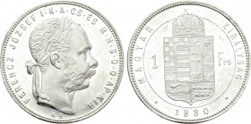 HUNGARY. Franz Joseph I (1848-1916). 1 Forint (1880-KB). Kremnitz.