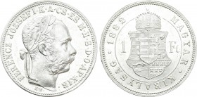 HUNGARY. Franz Joseph I (1848-1916). 1 Forint (1882-KB). Kremnitz.