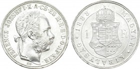 HUNGARY. Franz Joseph I (1848-1916). 1 Forint (1888-KB). Kremnitz.