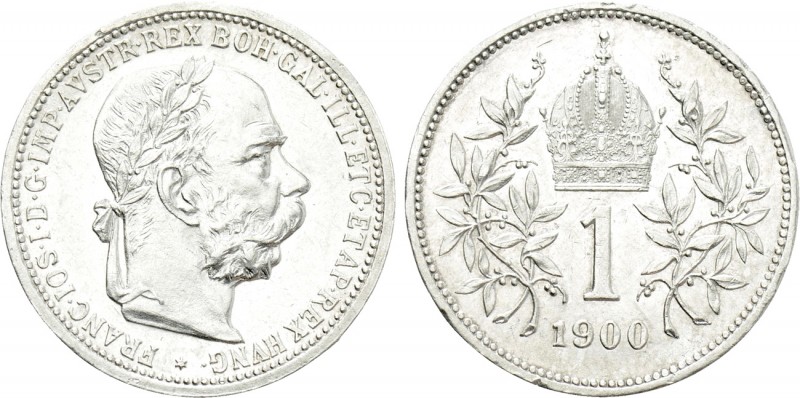 HUNGARY. Franz Joseph I (1848-1916). 1 Krone (1900). Vienna. 

Obv: FRANZ IOS ...