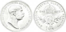 HUNGARY. Franz Joseph I (1848-1916). 1 Krone (1908). Commemorating the 60th Anniversary of His Reign.