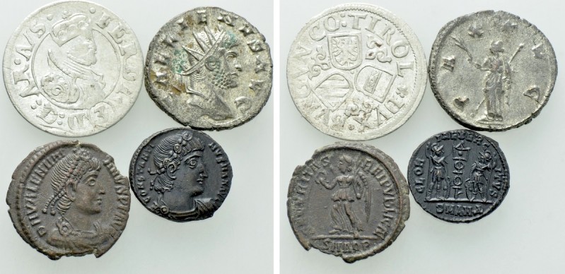 4 Coins; Rome, Austria etc. 

Obv: .
Rev: .

. 

Condition: See picture....