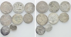 8 Silver Coins; Germany, France, Spain etc.