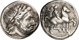 MAKEDONIEN. 
KÖNIGREICH. 
Philippos II. 359-336 v. Chr. Tetradrachmon (348/342 v.Chr.) 14,3g, AMPHIPOLIS. Zeuskopf n.r. / FILIP-P oY Olympionike rei...