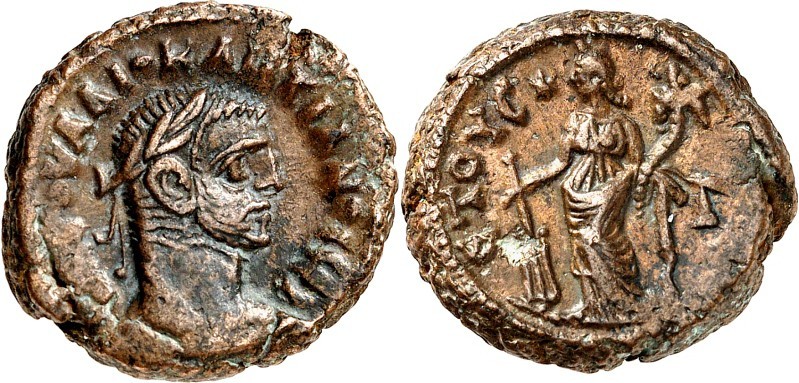 ÄGYPTEN. 
ALEXANDREIA (al-Isqandariyah). 
Diocletianus 284-305. AE-Stater ("3"...