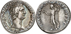 RÖMISCHES KAISERREICH. 
Domitianus, Caesar z.Z. Titus 79-81. Denar (80/81) 3,16g. Kopf m. Lkr. n.r. IMP CAES DOMIT AVG GERM PM TRP X / IMP XXI COS XV...