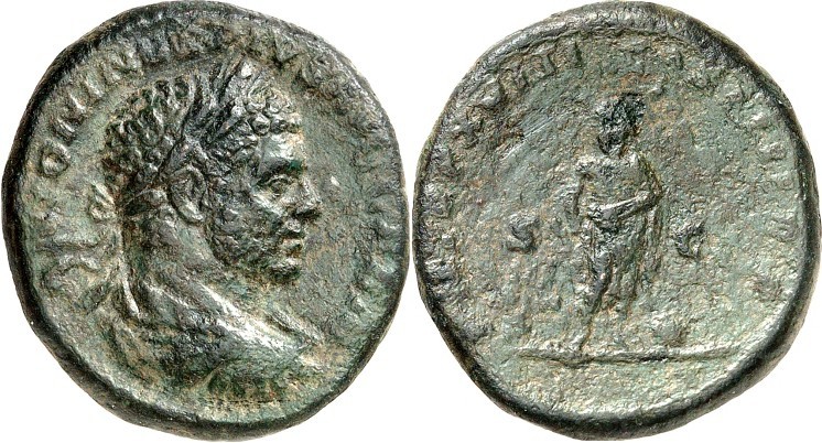 RÖMISCHES KAISERREICH. 
CARACALLA, Augustus 198-217. AE-As (215) 10,72g. Paluda...
