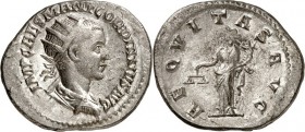 RÖMISCHES KAISERREICH. 
GORDIANUS III. Augustus 238-244. Antoninian (239) 4,29g. Paludamentbüste m. Strkr. n.r. IMP CAES M ANT GORDIANVS AVG&nbsp;/ A...