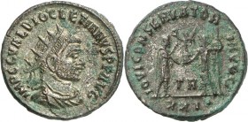 RÖMISCHES KAISERREICH. 
DIOCLETIANUS Iovius 284-305. Bi-Antoninian (285/290) 3,83g, Tripolis. Paludamentbüste m. Strkr. n.r. IMP C C VAL DIOCLETIANVS...