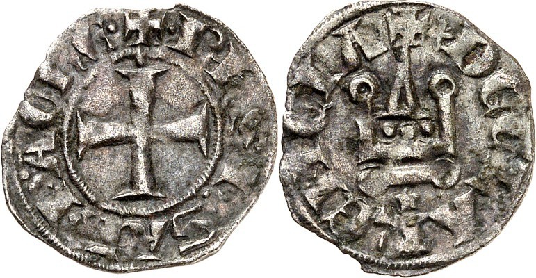 ACHAIA, Fürstentum in Morea. 
Philipp von Savoyen 1301-1307. Bi-Denier 0,82g, C...